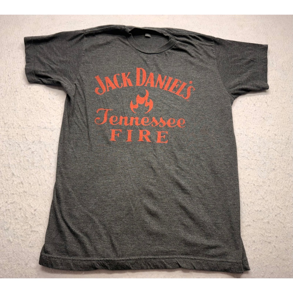 Jack Daniels Tennessee Fire Shirt Mens Medium Gray Tultex Graphic Tee Whiskey